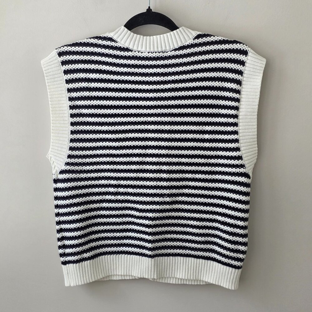 MARLED Button Down Sweater Vest | Small | Navy White Stripes Academia Preppy NWT - Picture 4 of 9